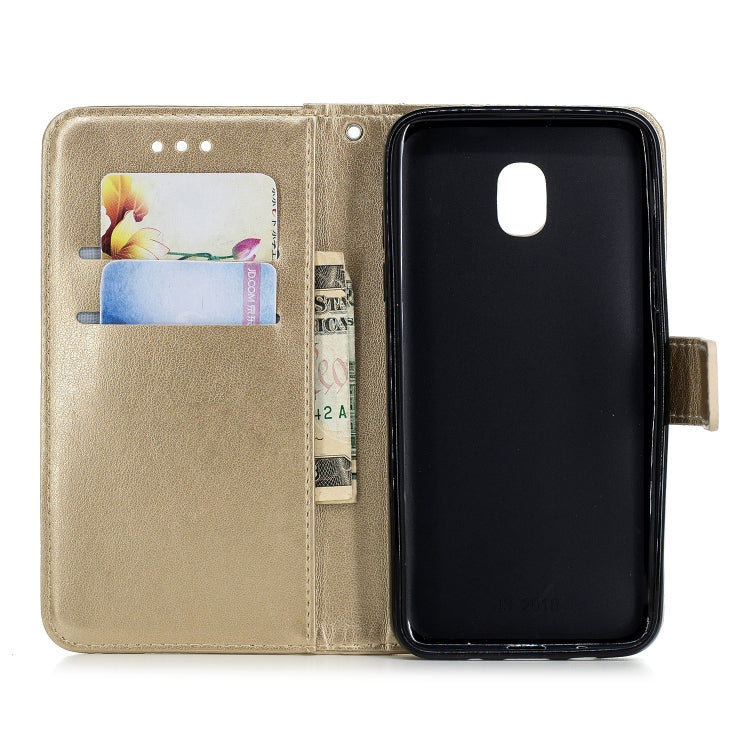 Plum Blossom Pattern Diamond Encrusted Leather Case for Galaxy J3 (2018)  , with Holder & Card Slots