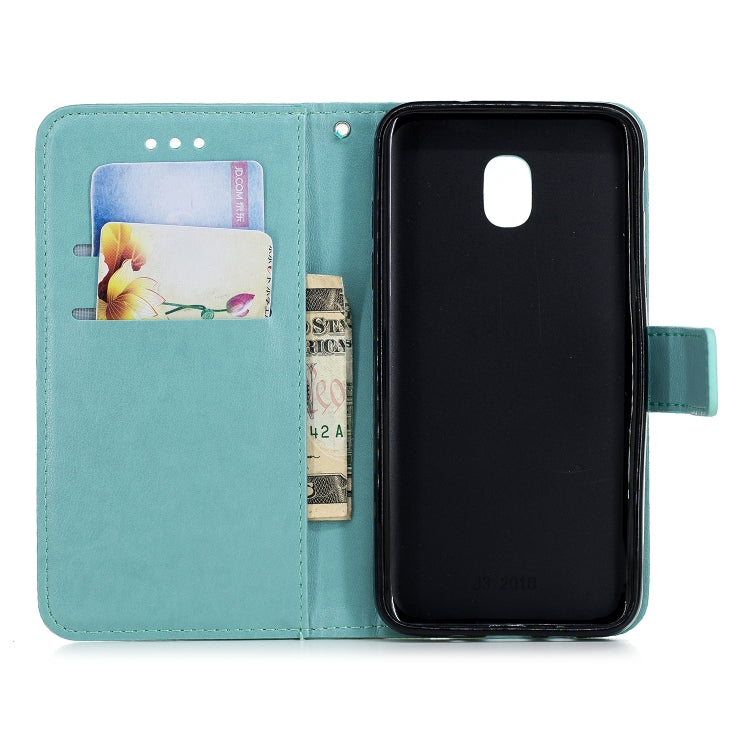 Plum Blossom Pattern Diamond Encrusted Leather Case for Galaxy J3 (2018)  , with Holder & Card Slots