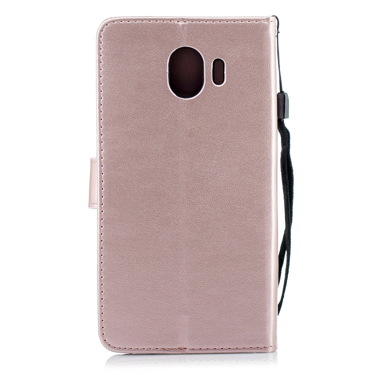 Plum Blossom Pattern Diamond Encrusted Leather Case for Galaxy J4 2018 ,with Holder & Card Slots