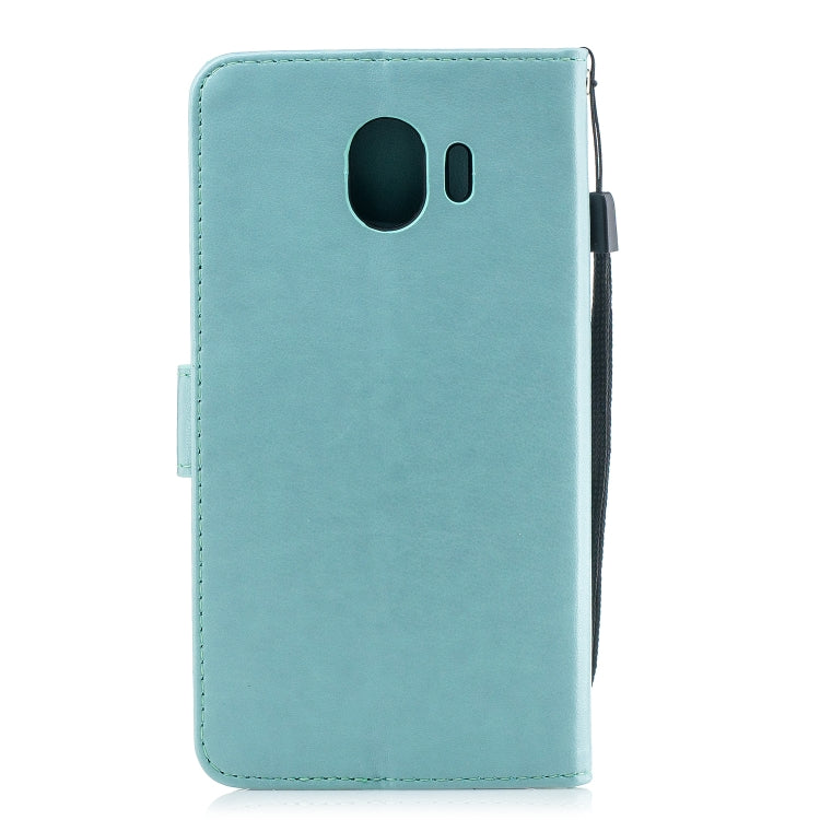 Plum Blossom Pattern Diamond Encrusted Leather Case for Galaxy J4 2018 ,with Holder & Card Slots