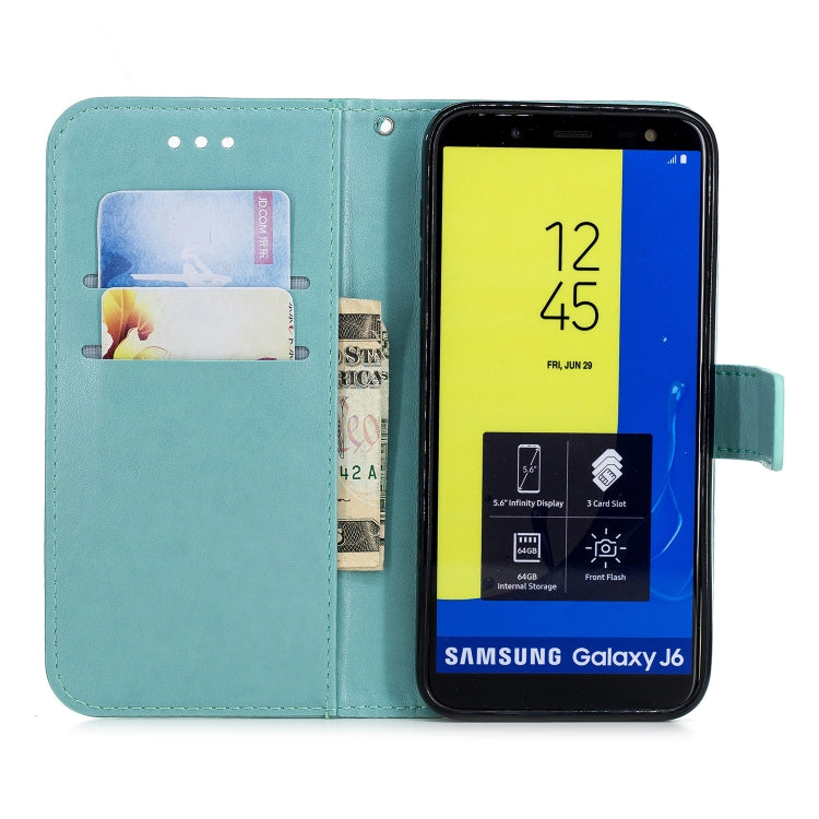 Plum Blossom Pattern Diamond Encrusted Leather Case for Samsung Galaxy J6 (2018) , with Holder & Card Slots