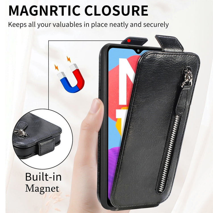 For Samsung Galaxy M13 5G Zipper Wallet Vertical Flip Leather Phone Case