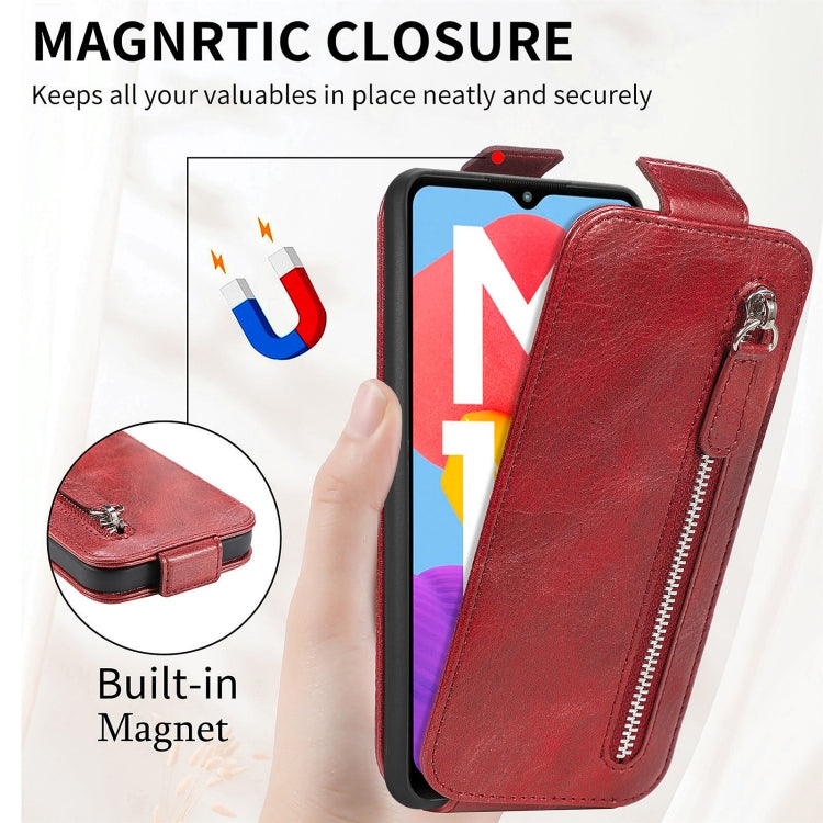 For Samsung Galaxy M13 5G Zipper Wallet Vertical Flip Leather Phone Case