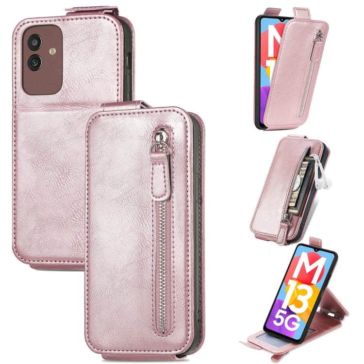 For Samsung Galaxy M13 5G Zipper Wallet Vertical Flip Leather Phone Case