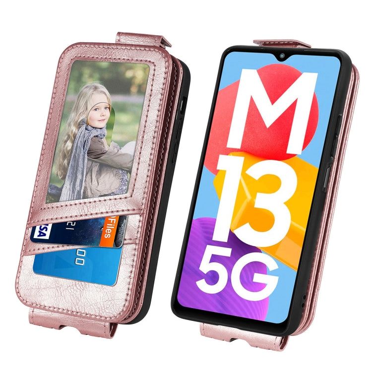 For Samsung Galaxy M13 5G Zipper Wallet Vertical Flip Leather Phone Case