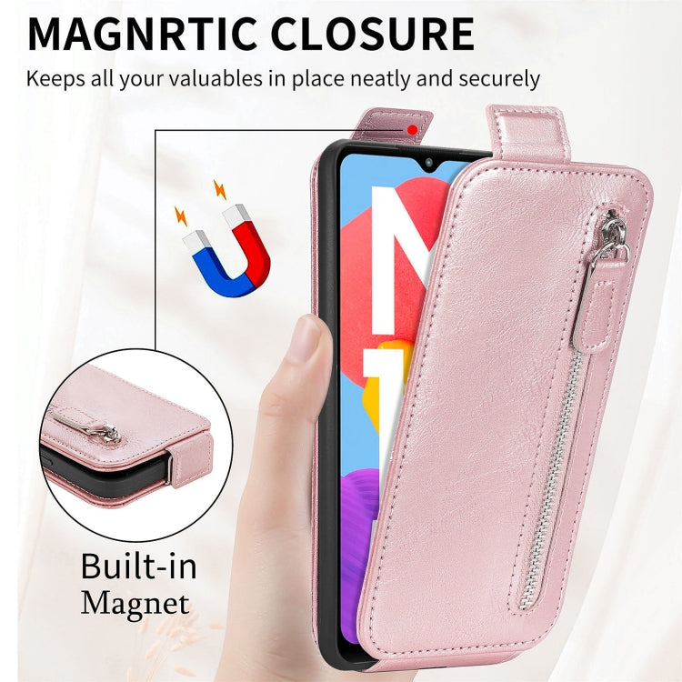 For Samsung Galaxy M13 5G Zipper Wallet Vertical Flip Leather Phone Case