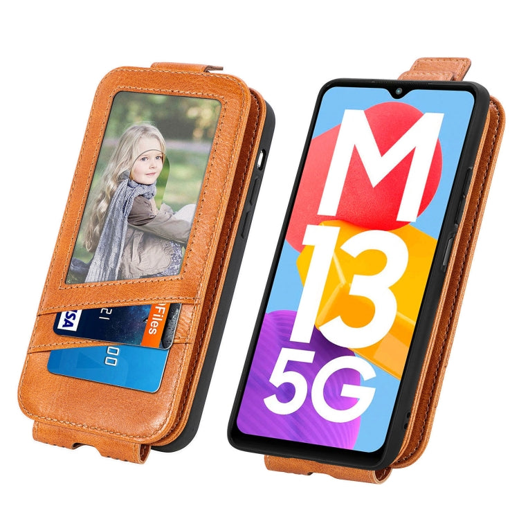 For Samsung Galaxy M13 5G Zipper Wallet Vertical Flip Leather Phone Case