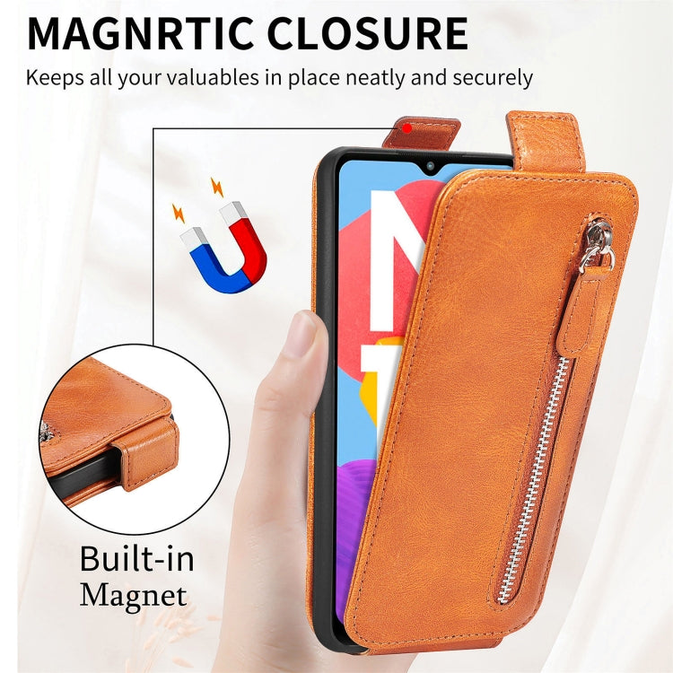 For Samsung Galaxy M13 5G Zipper Wallet Vertical Flip Leather Phone Case