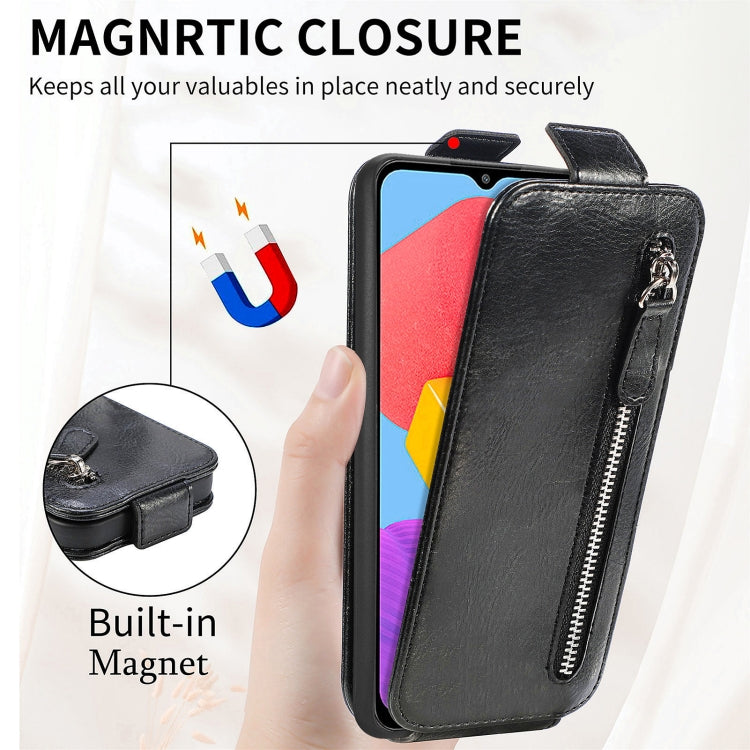 For Samsung Galaxy M13 4G Zipper Wallet Vertical Flip Leather Phone Case