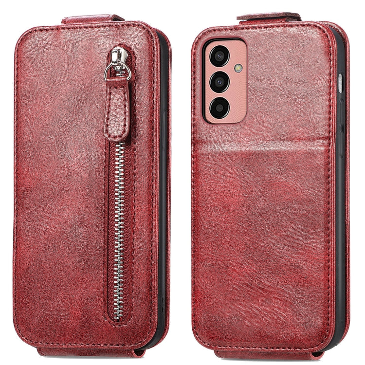 For Samsung Galaxy M13 4G Zipper Wallet Vertical Flip Leather Phone Case
