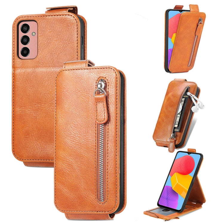 For Samsung Galaxy M13 4G Zipper Wallet Vertical Flip Leather Phone Case