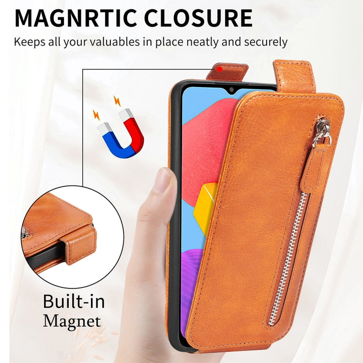 For Samsung Galaxy M13 4G Zipper Wallet Vertical Flip Leather Phone Case