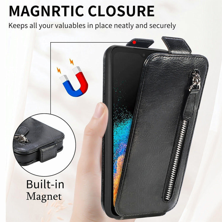 For Samsung Galaxy Xcover6 Pro Zipper Wallet Vertical Flip Leather Phone Case