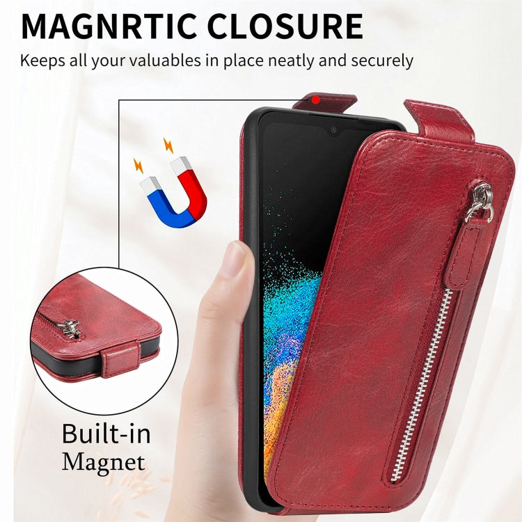 For Samsung Galaxy Xcover6 Pro Zipper Wallet Vertical Flip Leather Phone Case