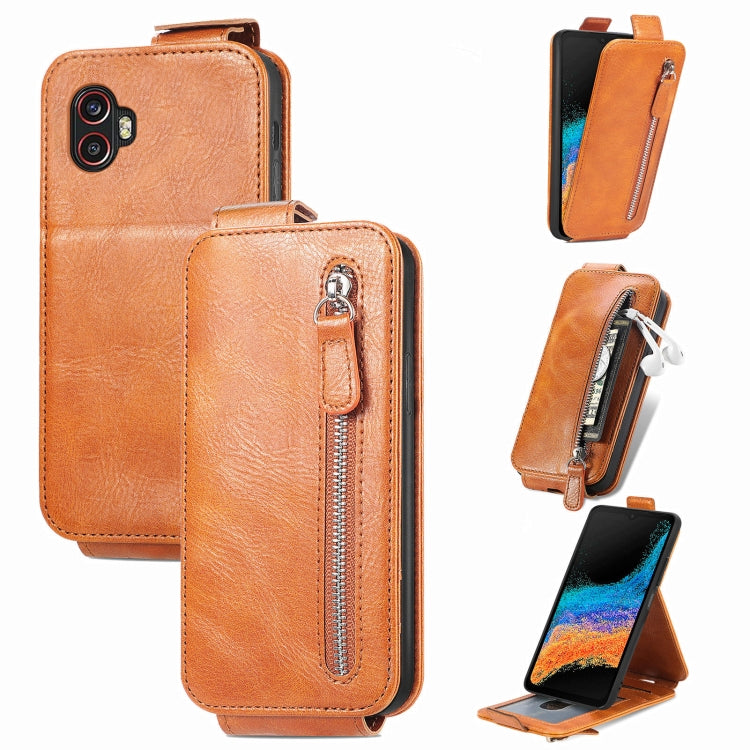 For Samsung Galaxy Xcover6 Pro Zipper Wallet Vertical Flip Leather Phone Case