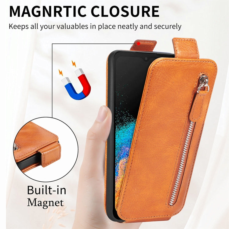 For Samsung Galaxy Xcover6 Pro Zipper Wallet Vertical Flip Leather Phone Case