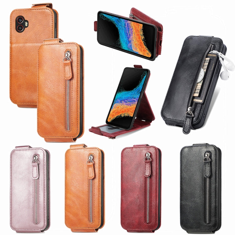 For Samsung Galaxy Xcover6 Pro Zipper Wallet Vertical Flip Leather Phone Case