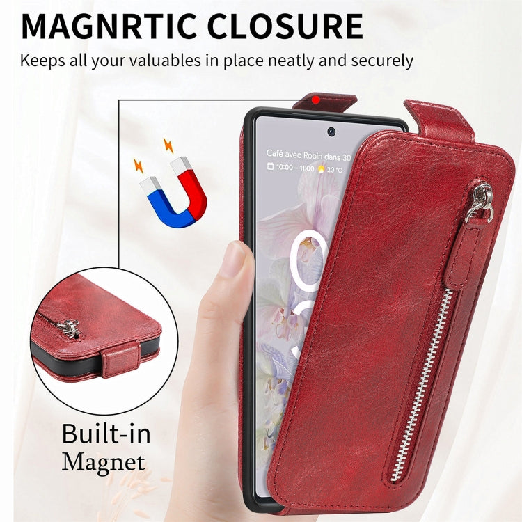 For Google Pixel 6a Zipper Wallet Vertical Flip Leather Phone Case