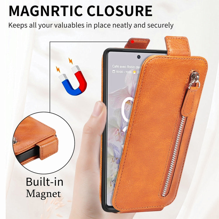 For Google Pixel 6a Zipper Wallet Vertical Flip Leather Phone Case