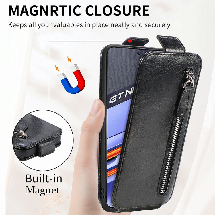 For Realme GT Neo 3 Zipper Wallet Vertical Flip Leather Phone Case