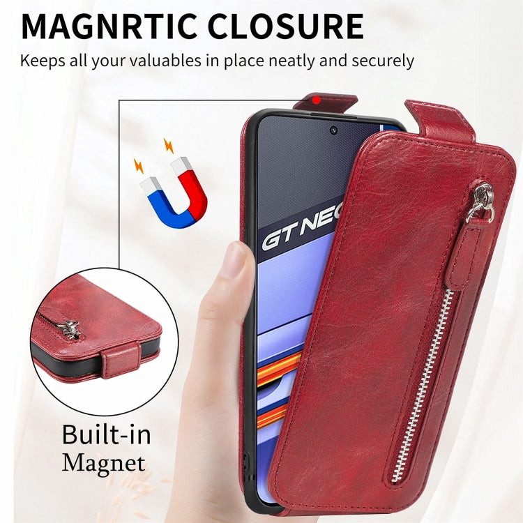 For Realme GT Neo 3 Zipper Wallet Vertical Flip Leather Phone Case
