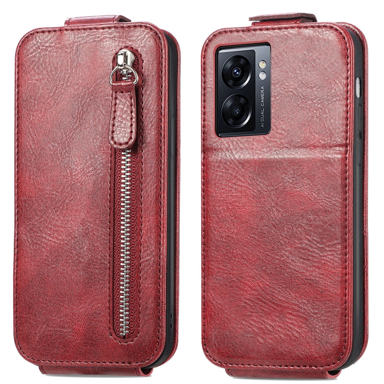 For OPPO  A77 Zipper Wallet Vertical Flip Leather Phone Case