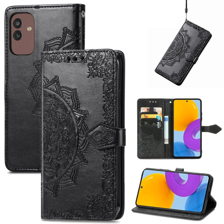 For Samsung Galaxy M13 5G Mandala Flower Embossed Leather Phone Case