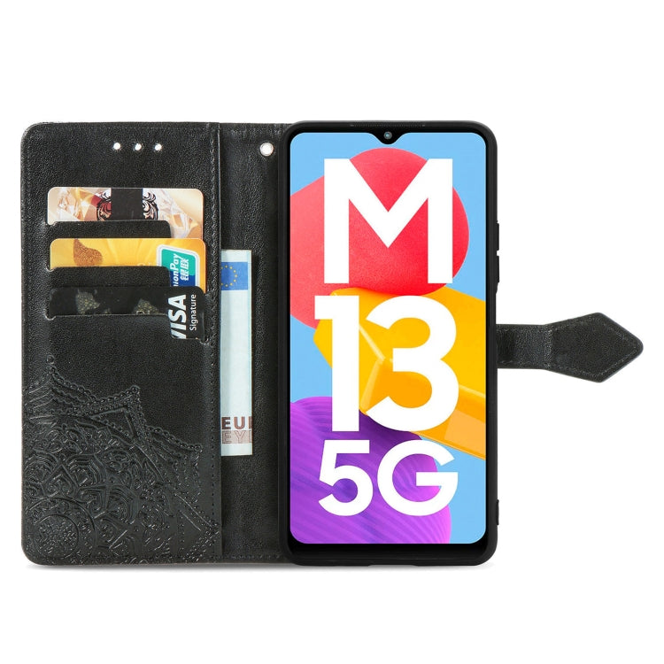 For Samsung Galaxy M13 5G Mandala Flower Embossed Leather Phone Case