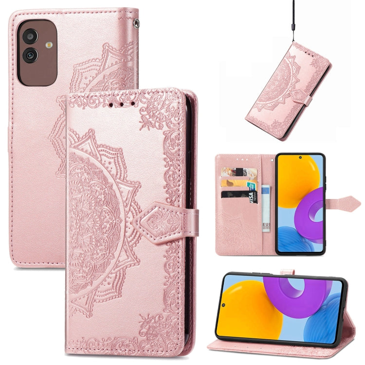 For Samsung Galaxy M13 5G Mandala Flower Embossed Leather Phone Case