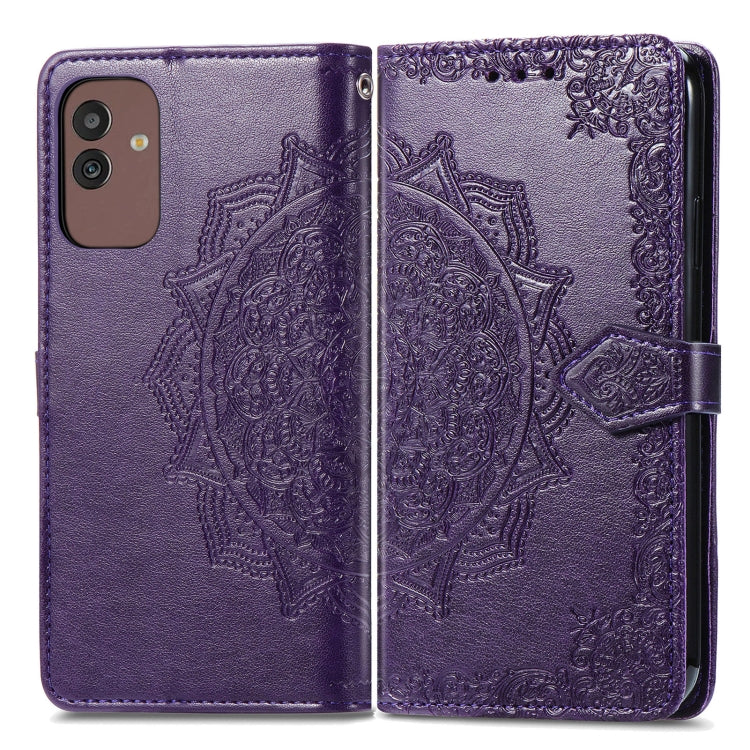 For Samsung Galaxy M13 5G Mandala Flower Embossed Leather Phone Case