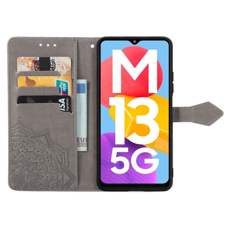 For Samsung Galaxy M13 5G Mandala Flower Embossed Leather Phone Case