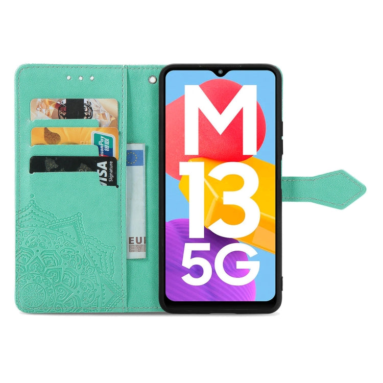 For Samsung Galaxy M13 5G Mandala Flower Embossed Leather Phone Case