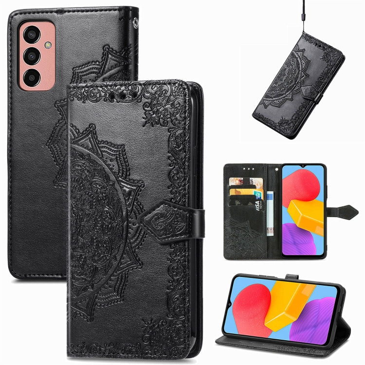 For Samsung Galaxy M13 4G Mandala Flower Embossed Leather Phone Case