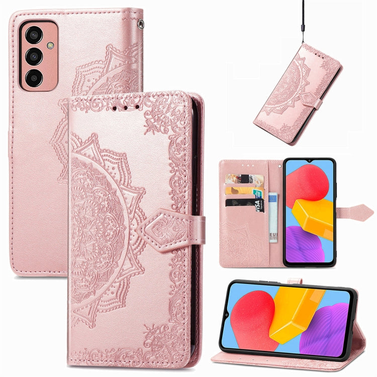 For Samsung Galaxy M13 4G Mandala Flower Embossed Leather Phone Case