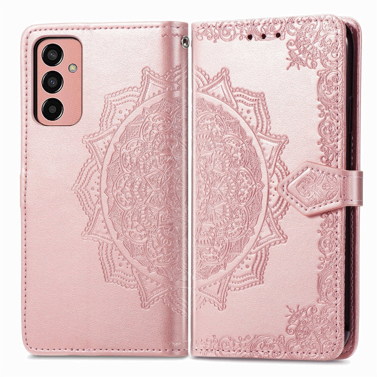 For Samsung Galaxy M13 4G Mandala Flower Embossed Leather Phone Case