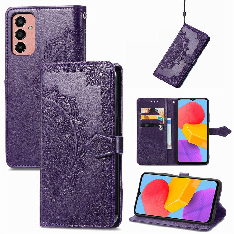 For Samsung Galaxy M13 4G Mandala Flower Embossed Leather Phone Case