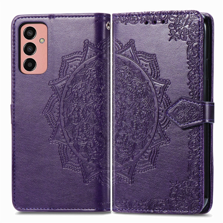 For Samsung Galaxy M13 4G Mandala Flower Embossed Leather Phone Case
