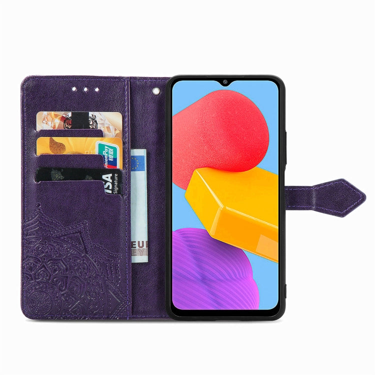 For Samsung Galaxy M13 4G Mandala Flower Embossed Leather Phone Case