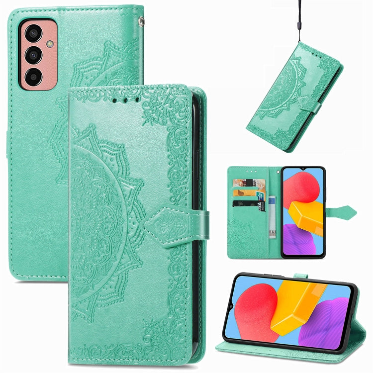 For Samsung Galaxy M13 4G Mandala Flower Embossed Leather Phone Case