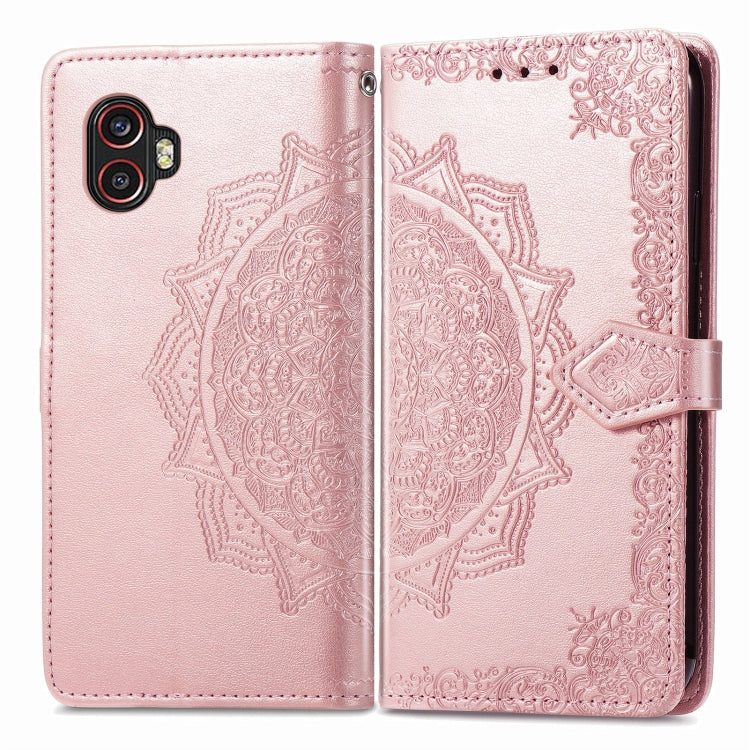 For Samsung Galaxy Xcover6 Pro Mandala Flower Embossed Leather Phone Case