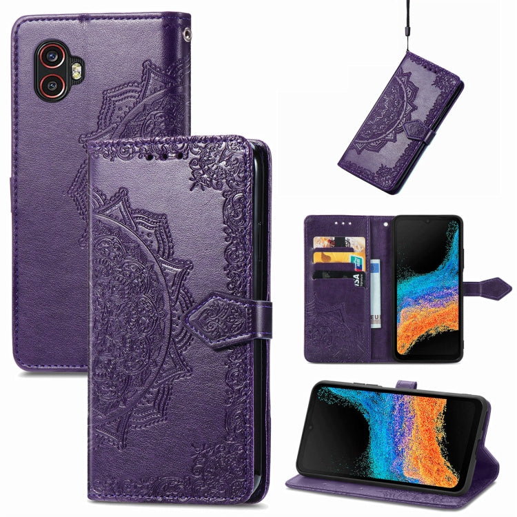 For Samsung Galaxy Xcover6 Pro Mandala Flower Embossed Leather Phone Case