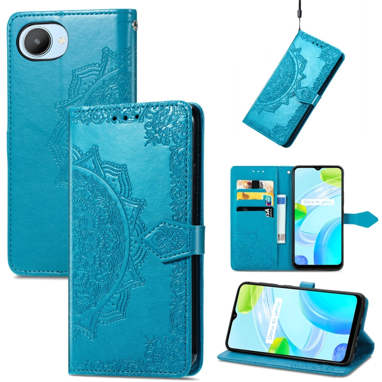 For Realme C30 Mandala Flower Embossed Leather Phone Case