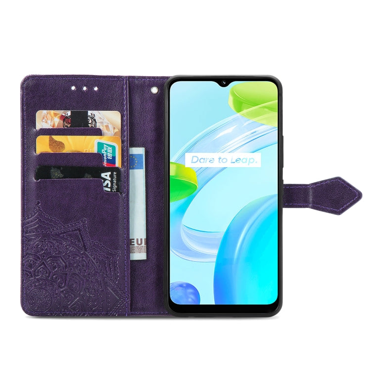 For Realme C30 Mandala Flower Embossed Leather Phone Case