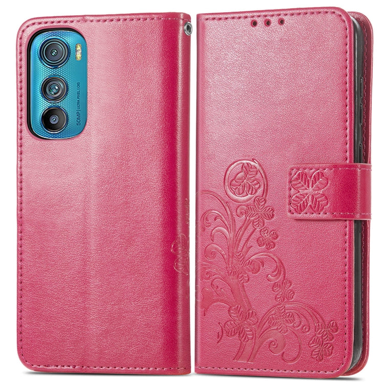 For Motorola Edge 30 Four-leaf Clasp Embossed Buckle Leather Phone Case