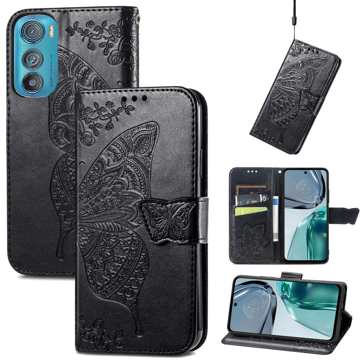 For Motorola Edge 30 Butterfly Love Flower Embossed Flip Leather Phone Case
