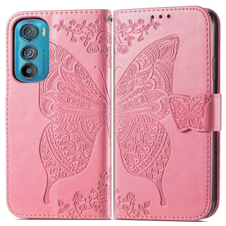 For Motorola Edge 30 Butterfly Love Flower Embossed Flip Leather Phone Case