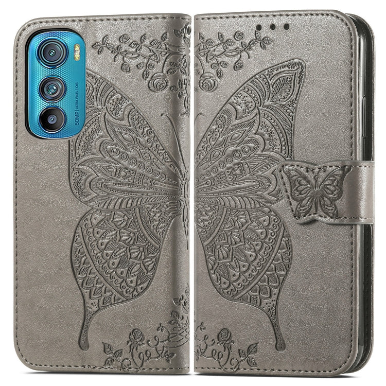 For Motorola Edge 30 Butterfly Love Flower Embossed Flip Leather Phone Case