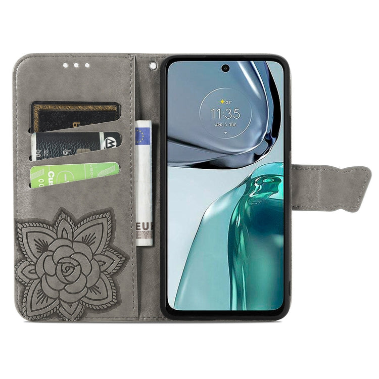 For Motorola Moto G62 Butterfly Love Flower Embossed Flip Leather Phone Case