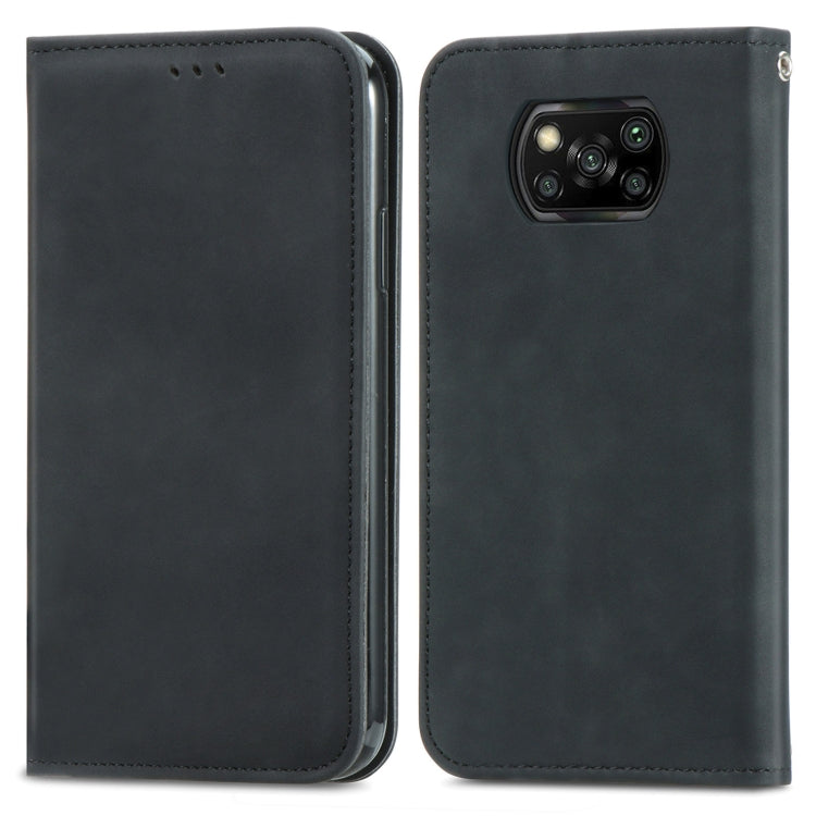 For Xiaomi Poco X3 NFC Retro Skin Feel Magnetic Leather Phone Case