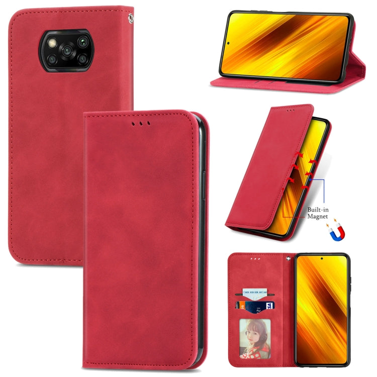 For Xiaomi Poco X3 NFC Retro Skin Feel Magnetic Leather Phone Case